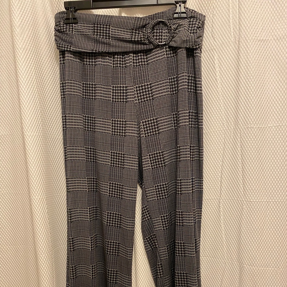 Robert Louis Black and Gray Checkered Women's Trousers